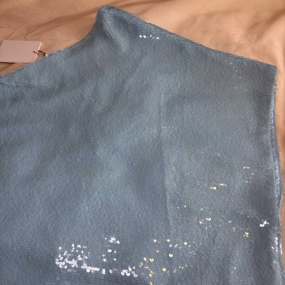 NEW! The Frankie Shop- Gloria Sequin One Shoulder Dress Size Small Sky Blue - Picture 7 of 10